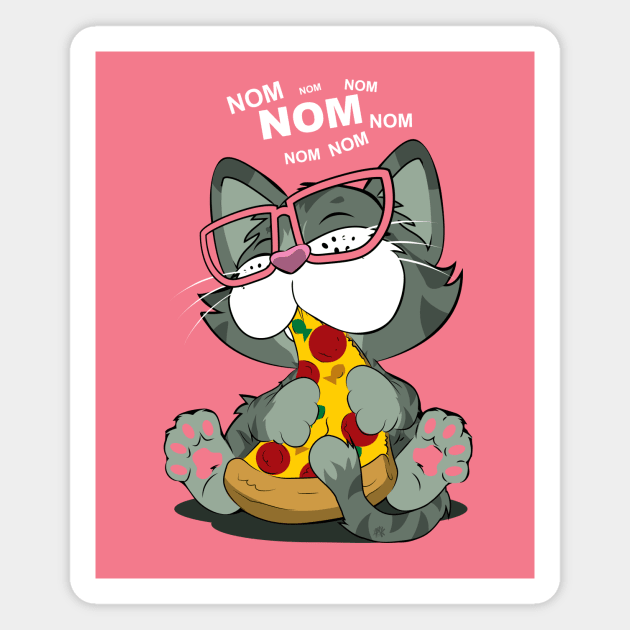 Pizza Cat! Pink Magnet by CuddleswithCatsArt